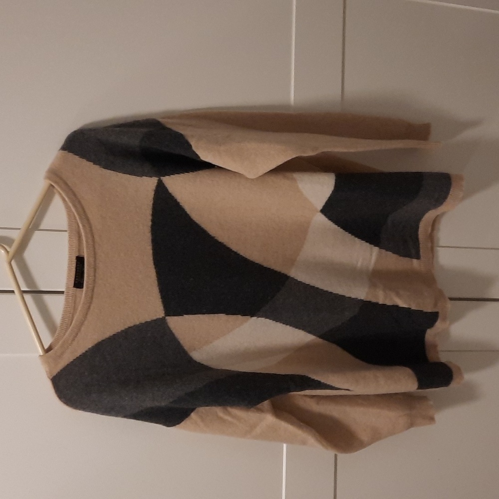 Womens 1X 2 shades of gray and 2 shades of tan luxury cashmere pullover sweater